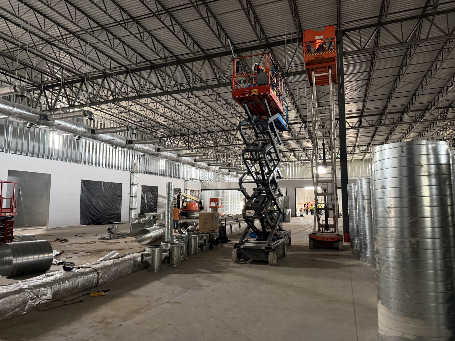 Large commercial ductwork installation in progress